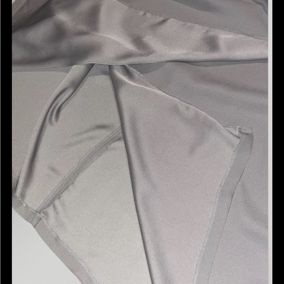 Asos Greige Shift Wrap Dress Elastic Waist Accent Size 16 - Picture 9 of 10